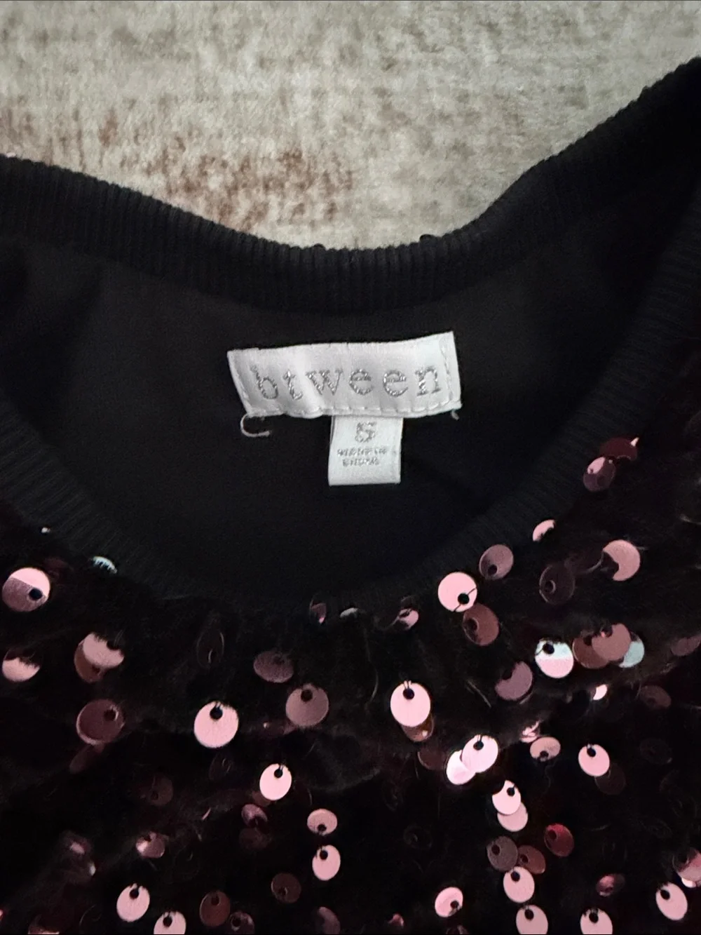 btween Black Two-Piece Sequin with Pink Sequins